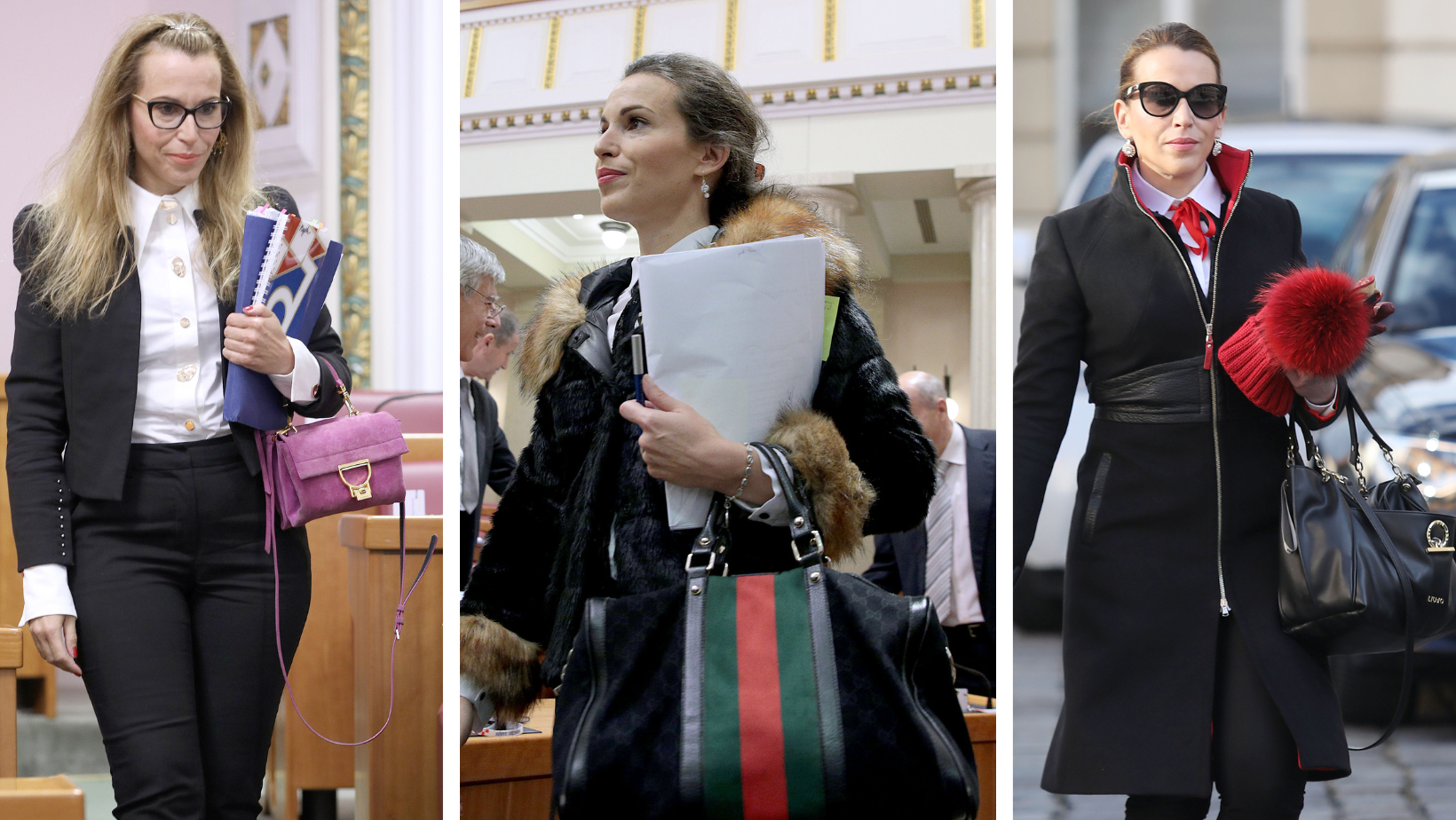 Majda Burić poznata je po klasičnom odijevanju u Sabor, a često su zvijezda stajlinga njezine dizajnerske torbice