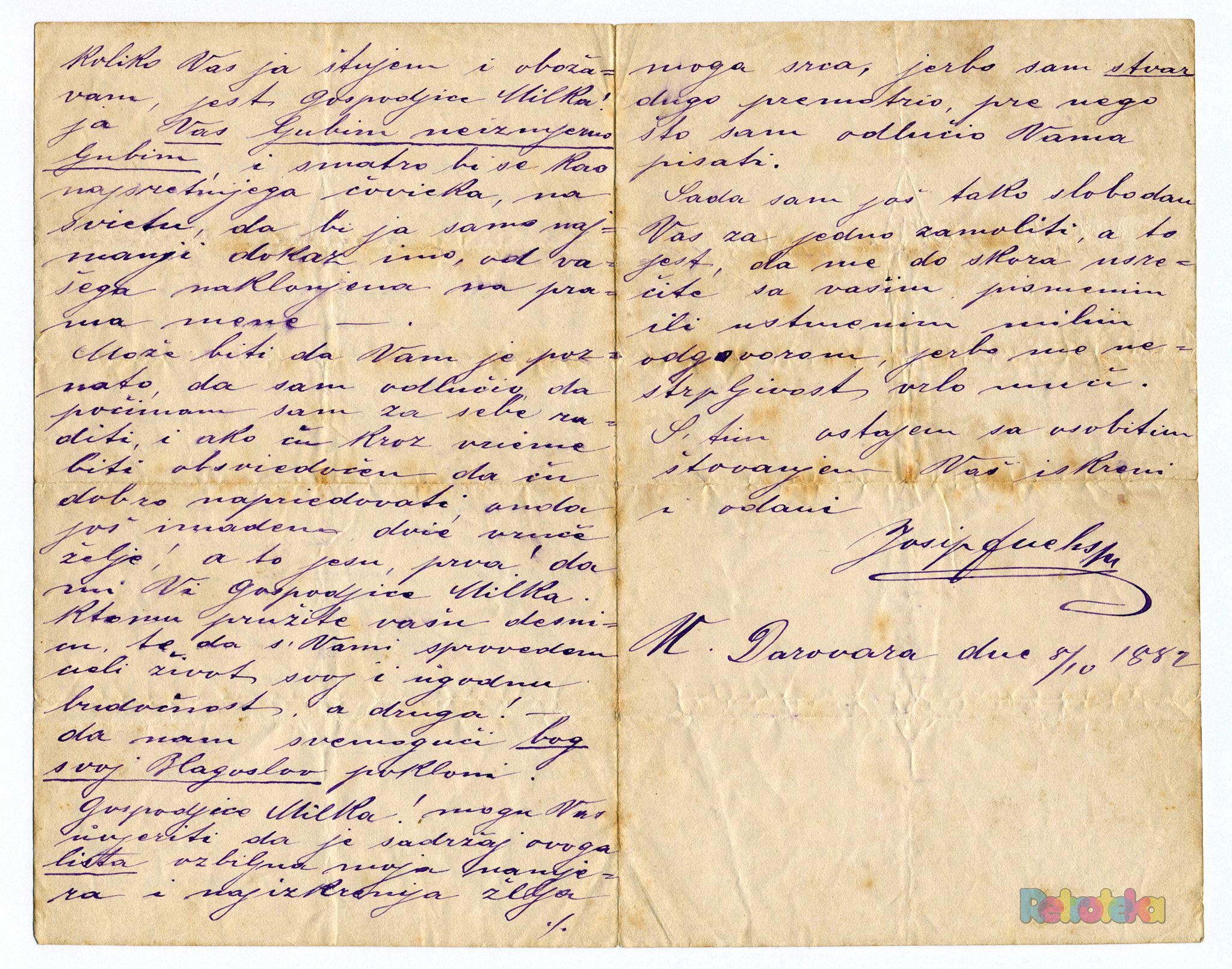 Pogledajte ljubavno pismo iz 1882: 'Već ste morali opaziti po mojem ponašanju koliko vas obožavam'